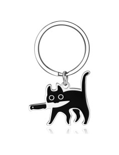 Llave de gato negro gótico con charm de cuchillo - Unisex