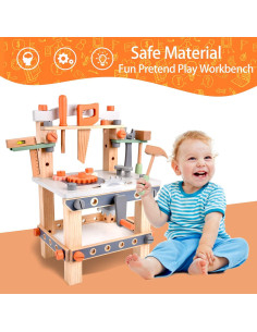 Banco de herramientas de madera Varbertos para niños 0,91 kg 2