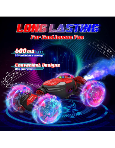 Coche Stunt Control Remoto Aleath 4WD 360 Luz y Música