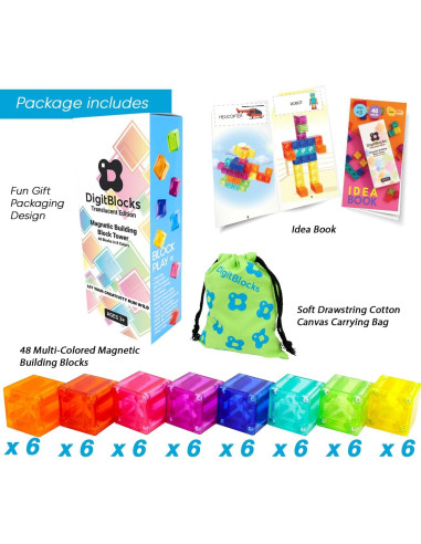 BrainSpark 48PCS Bloques Magnéticos Montessori 2.2cm