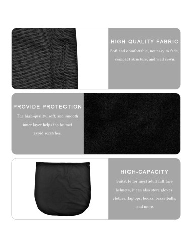 Bolsa para Casco KVAEY Negra, Tela de Nailon, Compacta