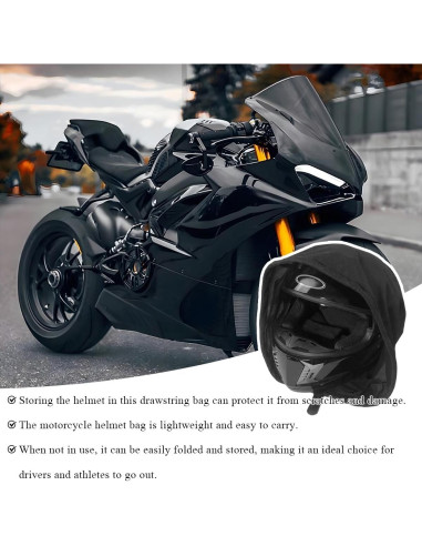 Bolsa para Casco KVAEY Negra, Tela de Nailon, Compacta
