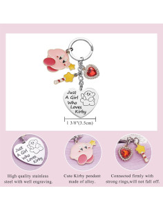 Llavero de Kirby Acero Inoxidable 3.5cm Regalo para Mujeres 2