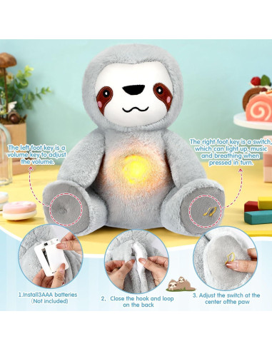 Animal de Peluche Respirador HyDren Perezoso 23 cm Calmante