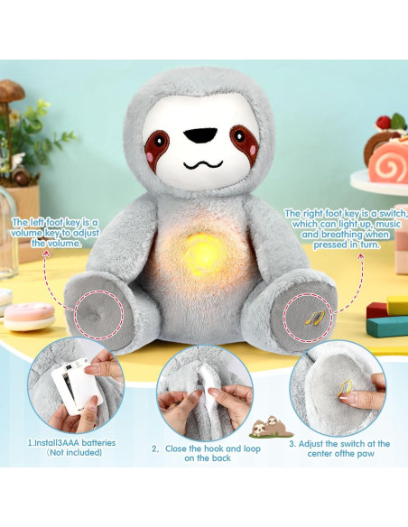 Animal de Peluche Respirador HyDren Perezoso 23 cm Calmante