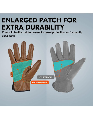 Guantes de Trabajo Vgo de Cuero Marrón Talla L Resistentes