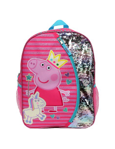 Mochila Peppa Pig 16" para Niñas con Lentejuelas Invertibles