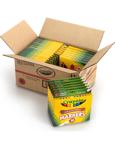 Marcadores Crayola Línea Ancha Clásicos 10 Colores Caja 24