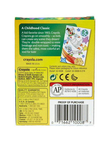 Crayones Clásicos Crayola, Set de 8 Colores para Niños