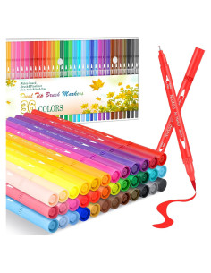 Marcadores Niutop 36 Colores Doble Punta Fina y Brocha