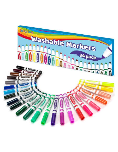 Marcadores Lavables TooyBing 24 Colores Punta Gruesa