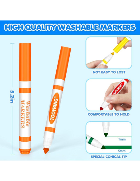 Marcadores Lavables TooyBing 24 Colores Punta Gruesa