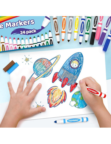 Marcadores Lavables TooyBing 24 Colores Punta Gruesa