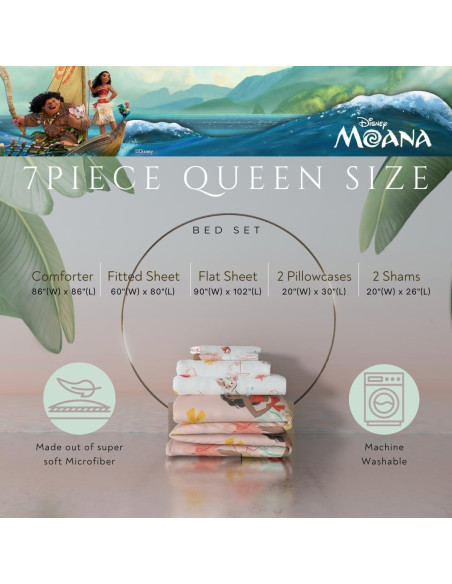 Juego de Ropa de Cama Moana Franco 7 Piezas Tamaño Reina