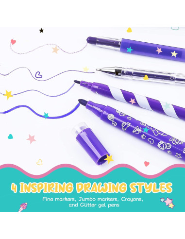 Juego de Marcadores Lavables ABERLLS Unicornio 1 Set Arte