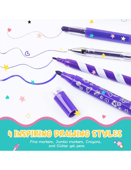 Juego de Marcadores Lavables ABERLLS Unicornio 1 Set Arte Juego de Marcadores Lavables ABERLLS Unicornio 1 Set Arte