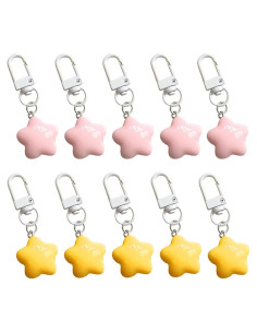 10 Llavero Estrella Gorda Kawaii Rosa y Amarillo Accesorios