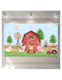 Banner de Cumpleaños de Granja Heboland 3x5 pies Animales