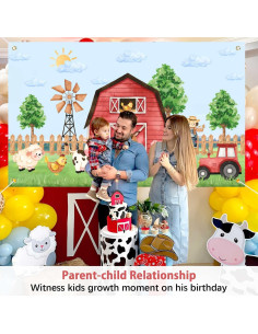 Banner de Cumpleaños de Granja Heboland 3x5 pies Animales 2