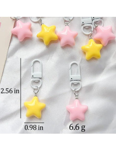 10 Llavero Estrella Gorda Kawaii Rosa y Amarillo Accesorios 2