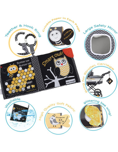 2PCS Libro de Tela para Bebés Bebemondo - Juguete de Granja