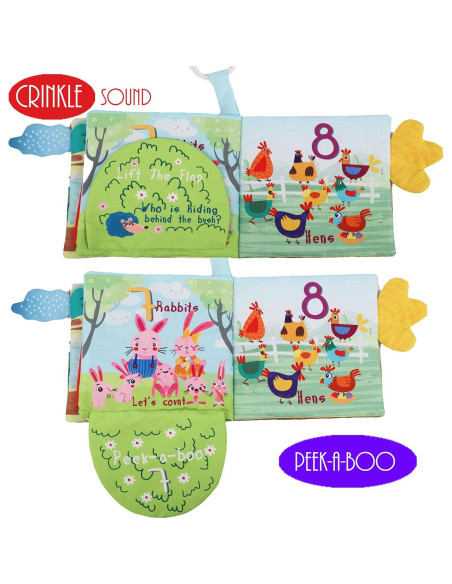 2PCS Libro de Tela para Bebés Bebemondo - Juguete de Granja