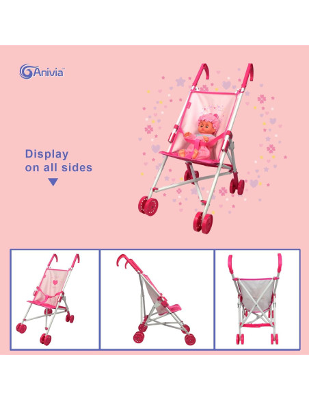Carrito de Muñecas Anivia DB102pink Plegable y Ajustable