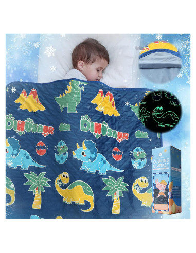 Manta Refrigerante SALIMAH Dinosaurio 127x152 cm Brilla en la Oscuridad