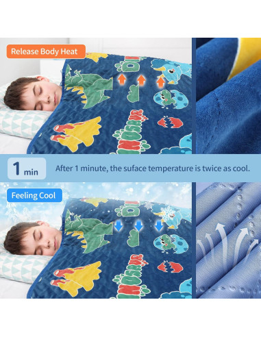 Manta Refrigerante SALIMAH Dinosaurio 127x152 cm Brilla en la Oscuridad