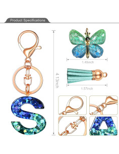 Llavero inicial personalizado JINGUAZI con borlas mariposa rosa 2