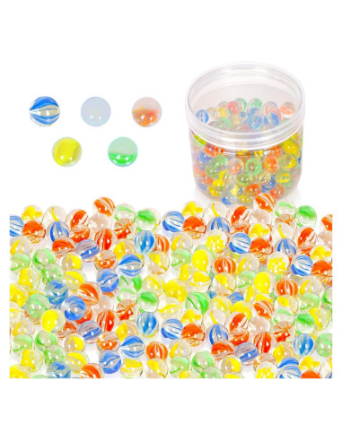 Lote de 200 Canicas de Vidrio PowerKing Ojos de Gato 14 mm