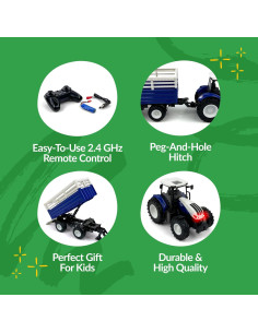 Tractor R/C Big Country Toys Dually 1:24 Azul con Remolque 2