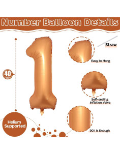 Globo Número 1 Naranja Isndare 101,6 cm Decoración Fiesta 2