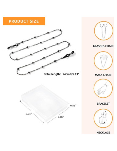 Cadena de Gafas 3 PCS Acero Inoxidable Unisex 73.66 cm