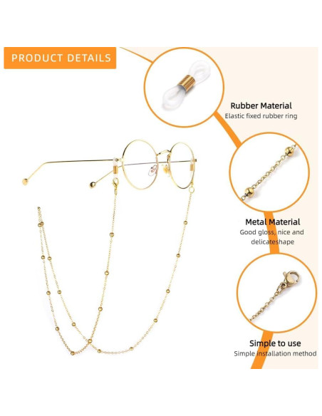 Cadena de Gafas 3 PCS Acero Inoxidable Unisex 73.66 cm