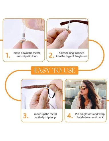 Cadena de Gafas 3 PCS Acero Inoxidable Unisex 73.66 cm