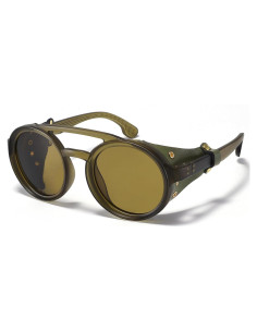 Gafas de sol Steampunk polarizadas con escudo de cuero 52mm