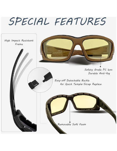 Gafas de sol de seguridad SOLPRO con lente amarilla antiempañante