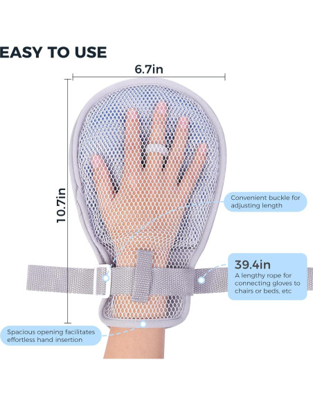 Mittens de restricción médica WONDSIGHIN malla grande 2 piezas
