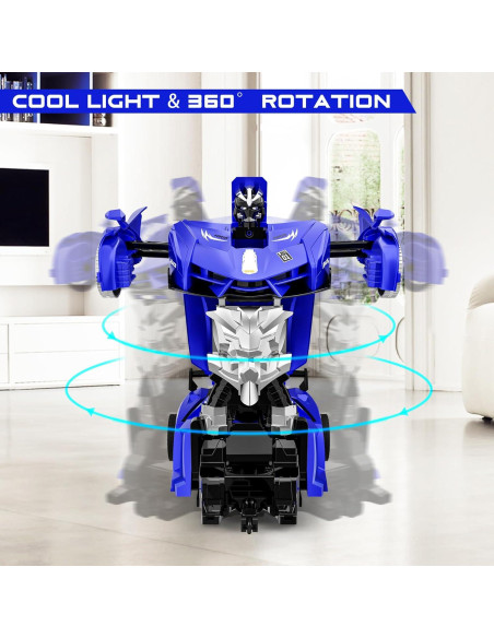 Coche RC Transformable KKONES Azul 360 con Luz LED Coche RC Transformable KKONES Azul 360 con Luz LED