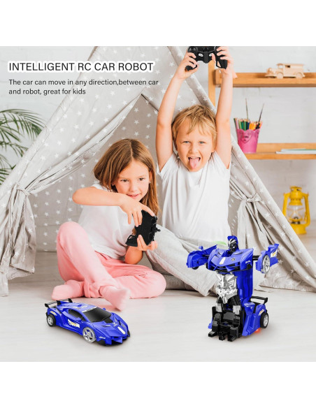 Coche RC Transformable KKONES Azul 360 con Luz LED Coche RC Transformable KKONES Azul 360 con Luz LED