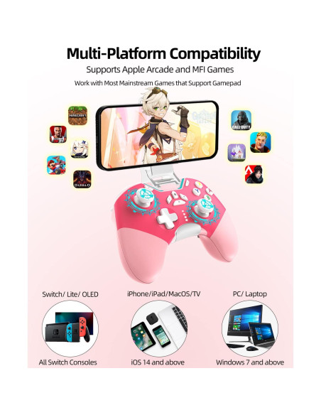 Juego de 2 Controladores Bluetooth Aghi para Nintendo Switch