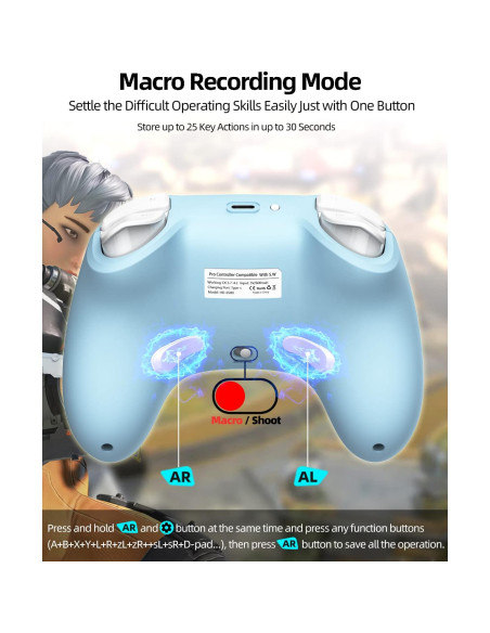 Controlador Bluetooth Aghi para Nintendo Switch y PC - 15H Juego