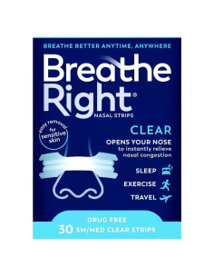 Tiras Nasales Breathe Right Transparent Pequeñas 30 Unidades
