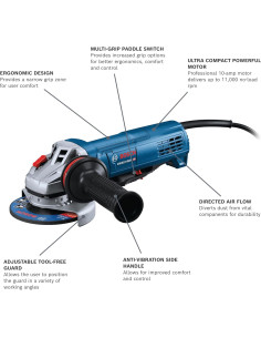 Amoladora Angular Bosch GWS10-450P 115mm Ergonómica 2