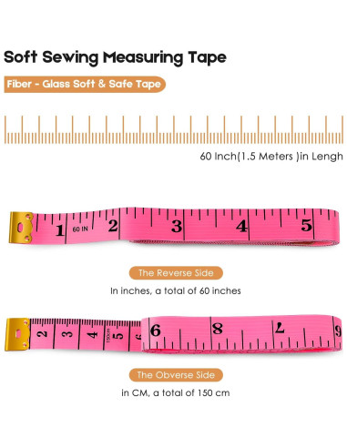 Cinta Métrica iBayam 2 Paquete Rosa y Negra 152,4 cm