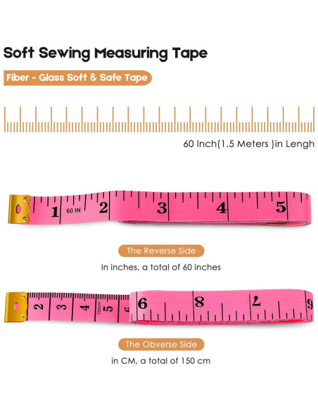 Cinta Métrica iBayam 2 Paquete Rosa y Negra 152,4 cm