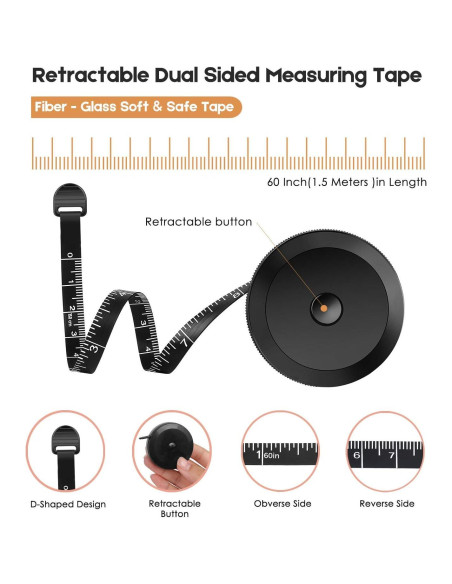 Cinta Métrica iBayam 2 Paquete Rosa y Negra 152,4 cm