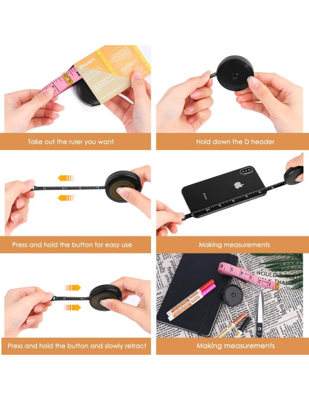 Cinta Métrica iBayam 2 Paquete Rosa y Negra 152,4 cm