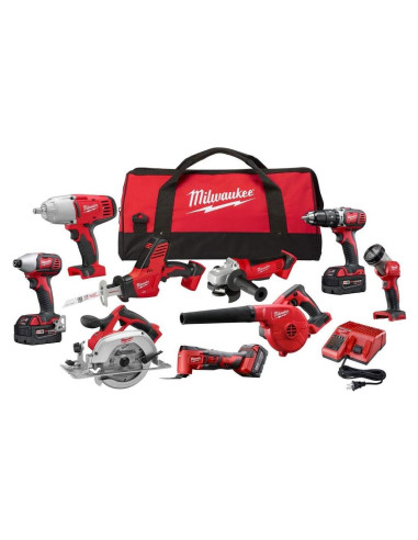 Kit de Herramientas Inalámbricas Milwaukee M18 9 Piezas 4.0 Ah